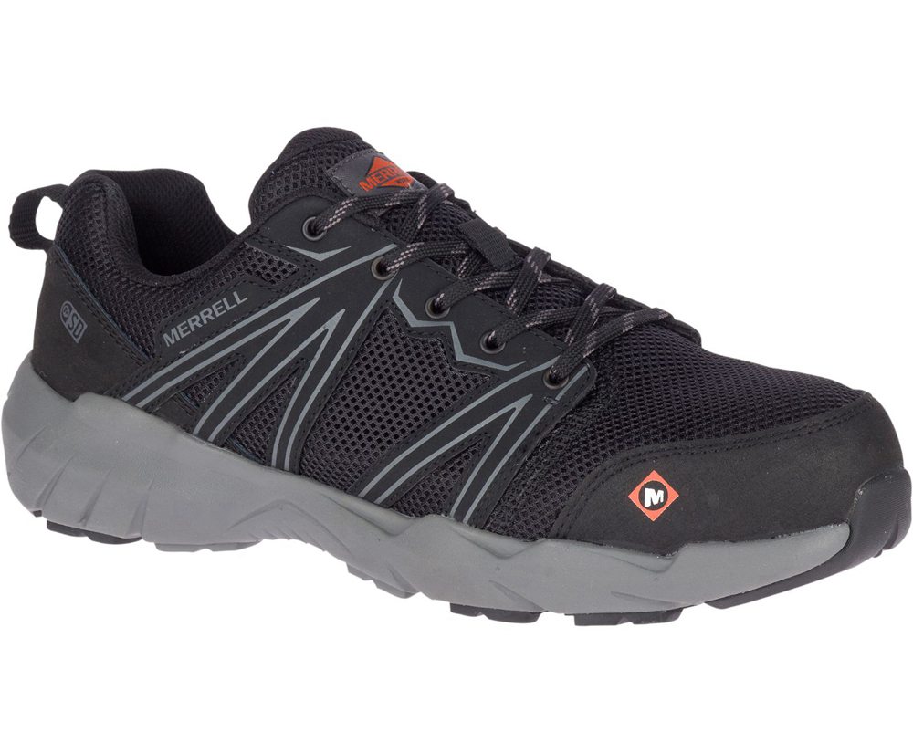 Merrell Work Shoes Black - Fullbench Superlite Alloy Toe SD+ Wide Width - Mens 38JNMESQV